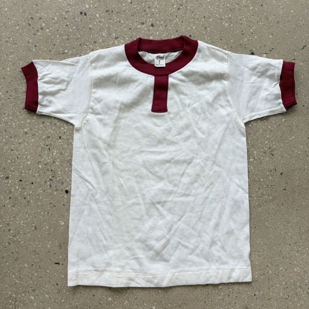 Vintage 60s Norwich White/Red Cotton Ringer Baby Tee